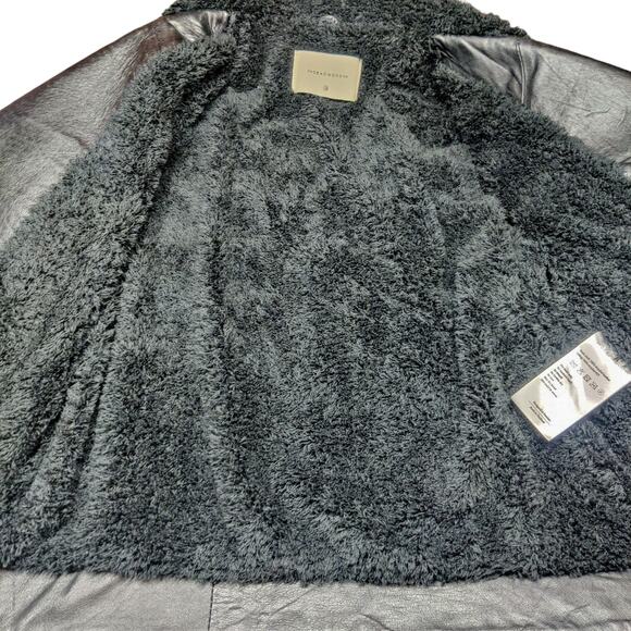 Deadwood Avery Recycled Leather Black Motorcycle Biker Jacket Fur Collar 38 XS/S - Picture 8 of 16